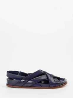 Konstantin Starke – Riemchensandalen aus Lammleder Dunkelblau