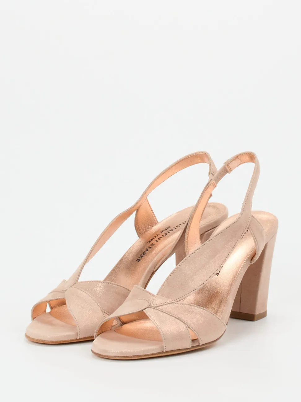 Konstantin Starke – Sandaletten aus Veloursleder Rosébeige