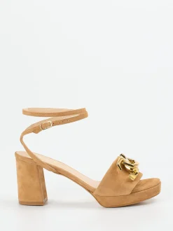 Konstantin Starke – Sandalen aus Veloursleder camelbraun