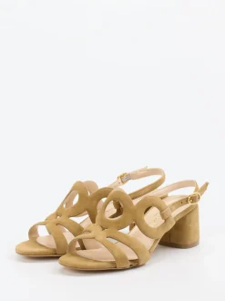 Konstantin Starke – Sandaletten aus Veloursleder Camel
