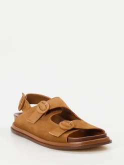 Konstantin Starke – Sandalen aus Veloursleder cognac