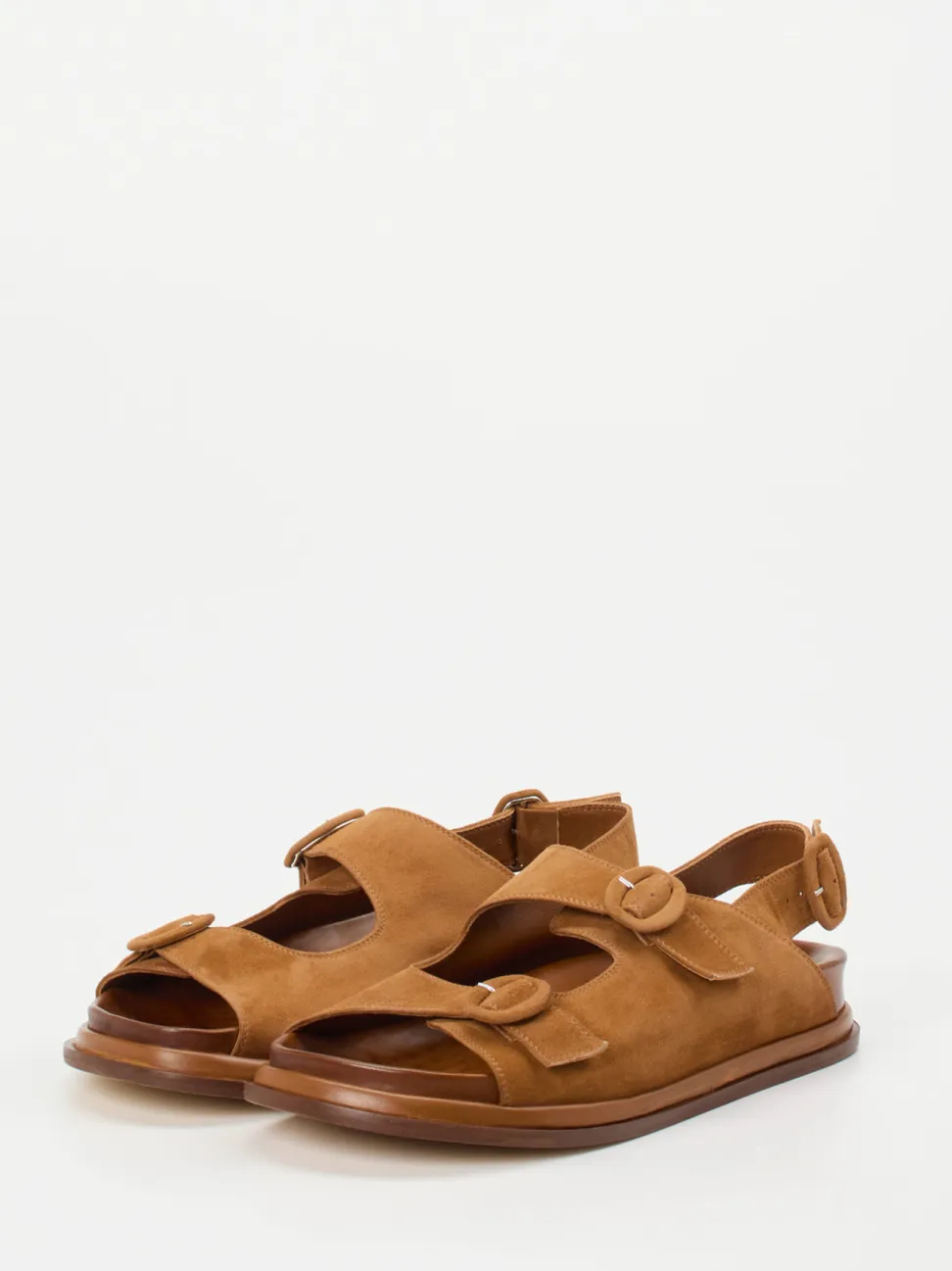 Konstantin Starke – Sandalen aus Veloursleder cognac
