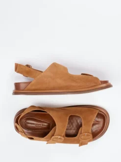 Konstantin Starke – Sandalen aus Veloursleder cognac