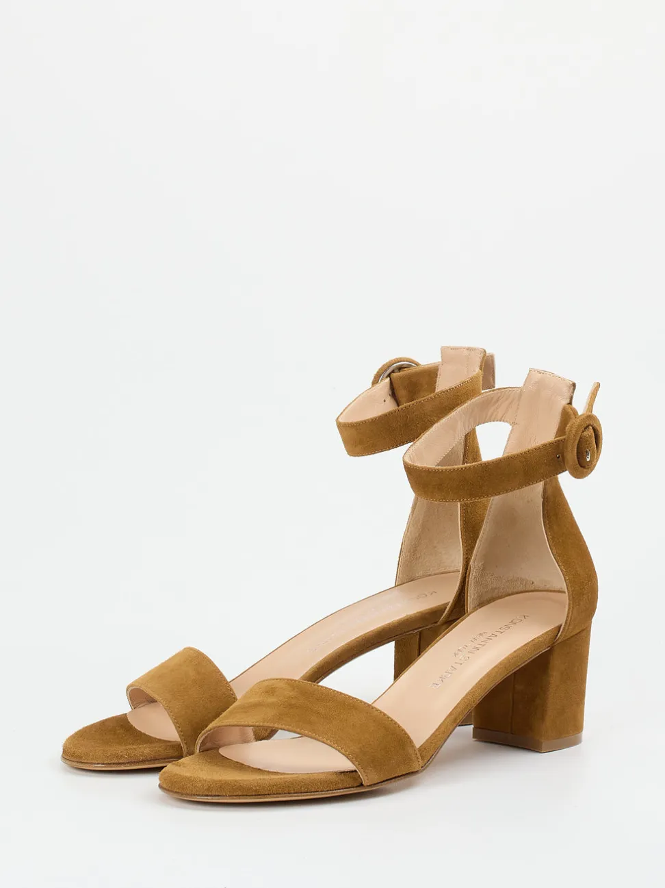 Konstantin Starke – Sandalette aus Veloursleder cognac