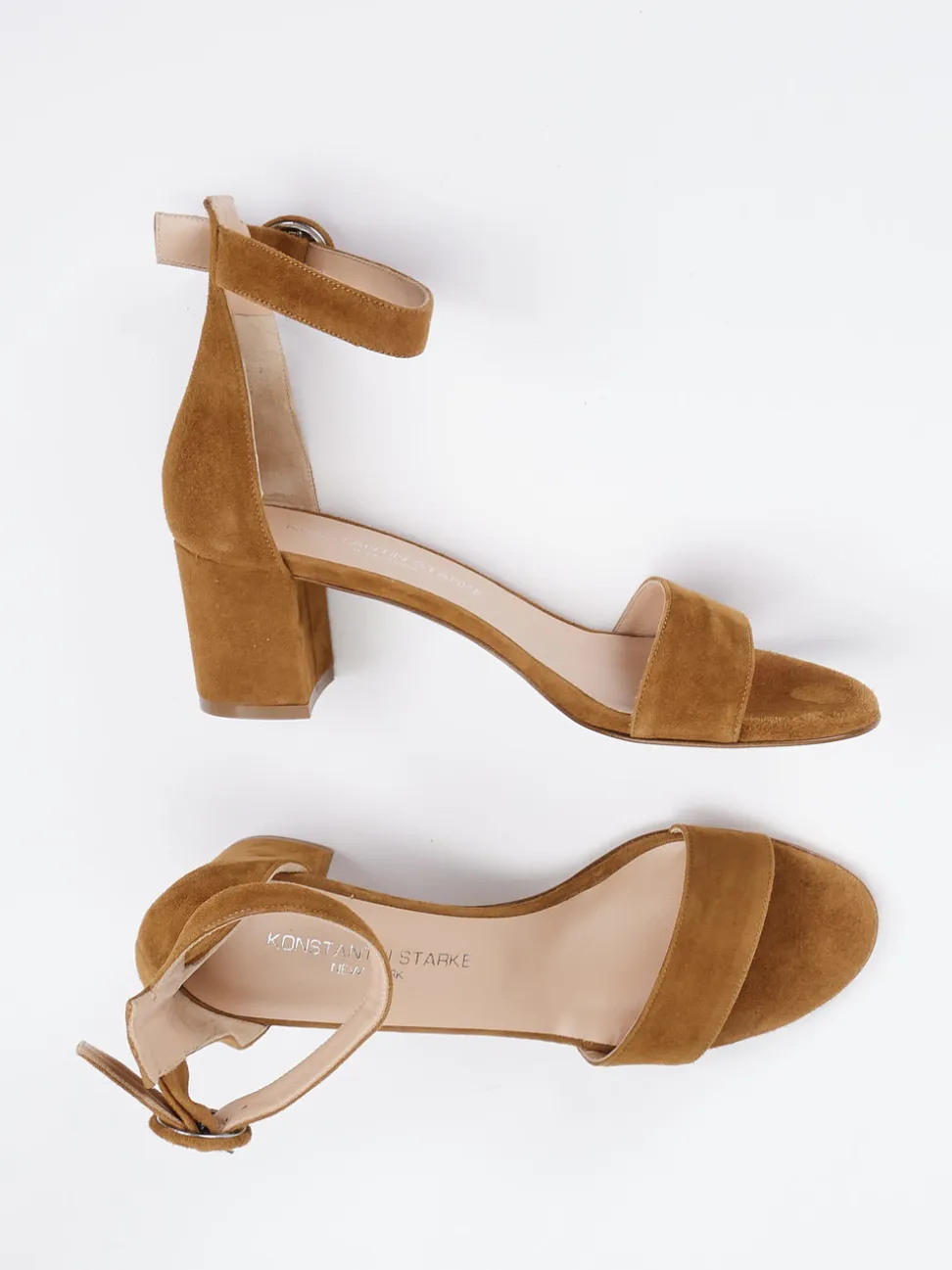 Konstantin Starke – Sandalette aus Veloursleder cognac