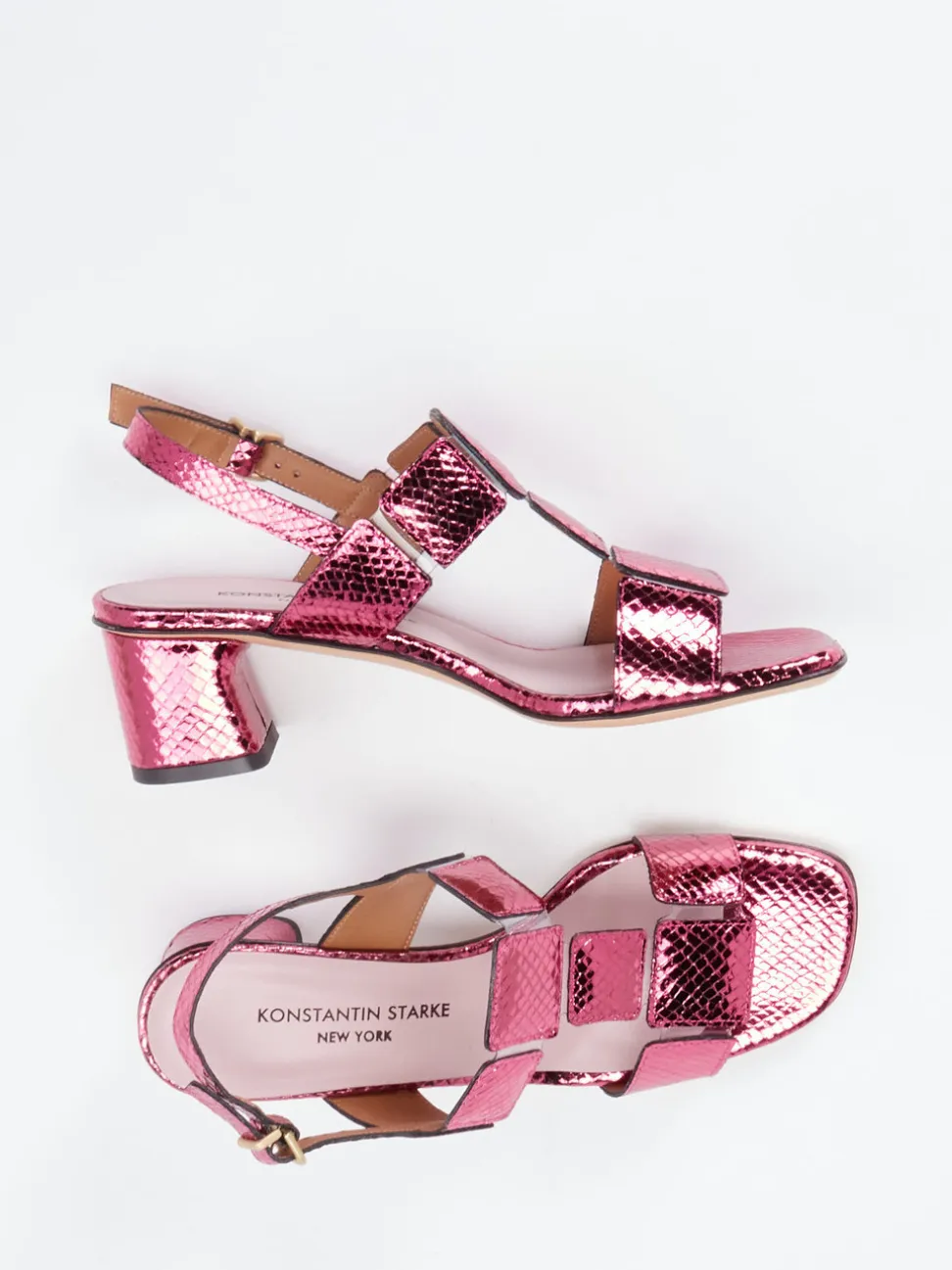 Konstantin Starke – Sandalette aus Metallicleder Pink