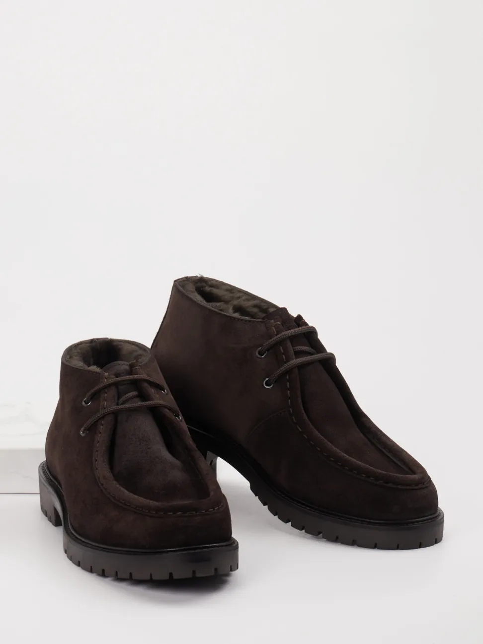 Konstantin Starke – Schnürboots aus Veloursleder Dunkelbraun