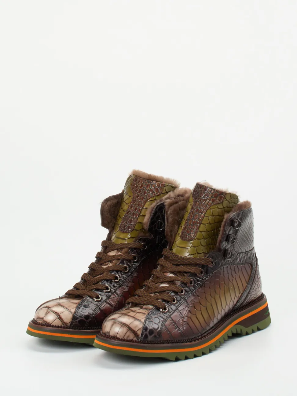 Konstantin Starke – Schnürboots aus geprägtem Leder braun