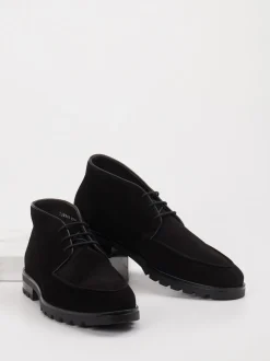 Konstantin Starke – Schnürboots aus Veloursleder schwarz