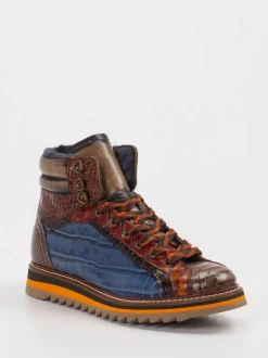Konstantin Starke – Schnürboots aus Leder mit Kroko-Optik
