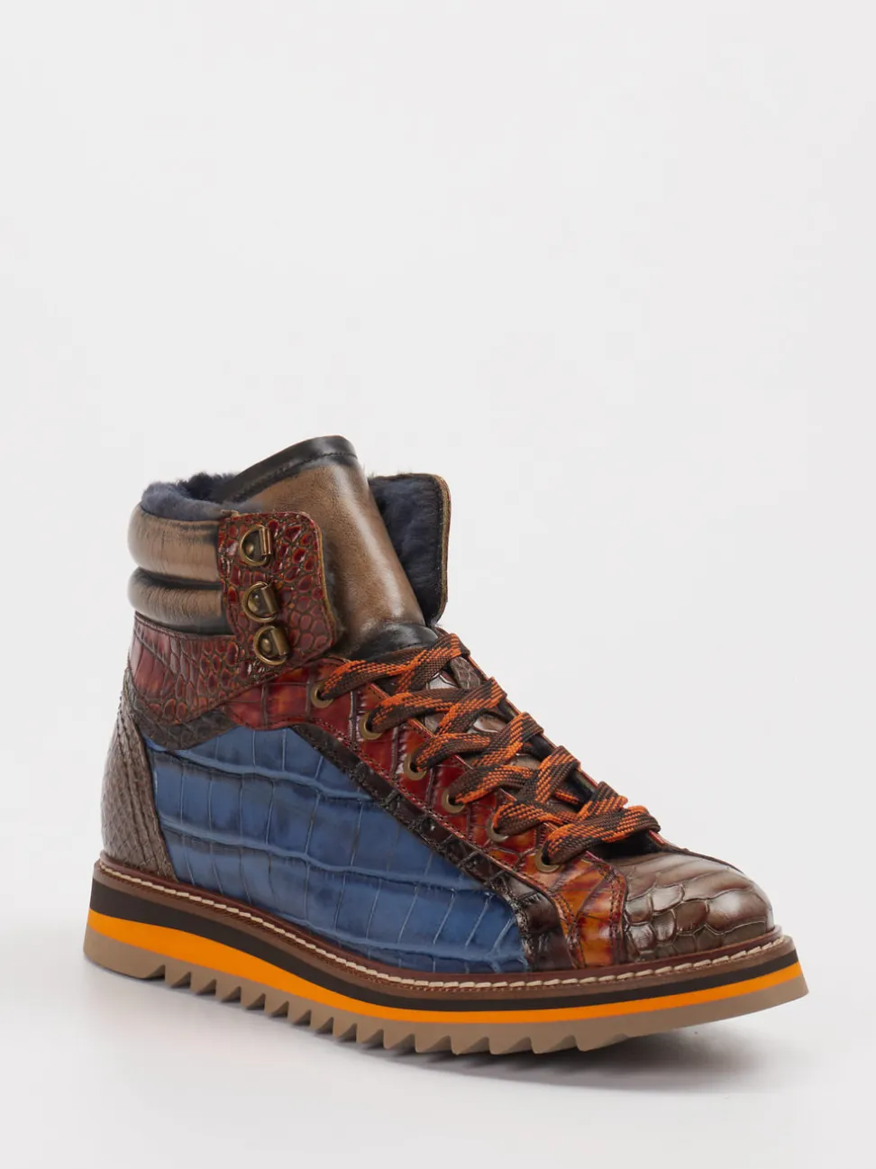 Konstantin Starke – Schnürboots aus Leder mit Kroko-Optik