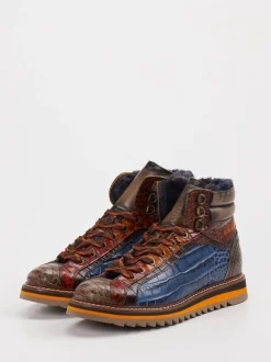 Konstantin Starke – Schnürboots aus Leder mit Kroko-Optik