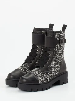 Konstantin Starke – Schnürboots aus Textil und Kalbleder Schwarz