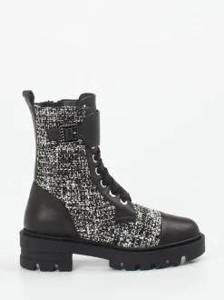 Konstantin Starke – Schnürboots aus Textil und Kalbleder Schwarz