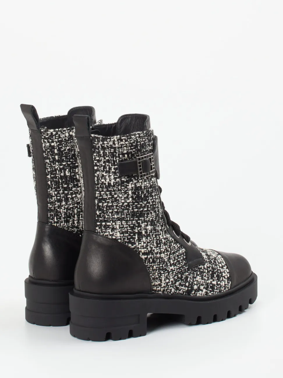 Konstantin Starke – Schnürboots aus Textil und Kalbleder Schwarz