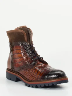 Konstantin Starke – Schnürboots aus geprägtem Leder braun