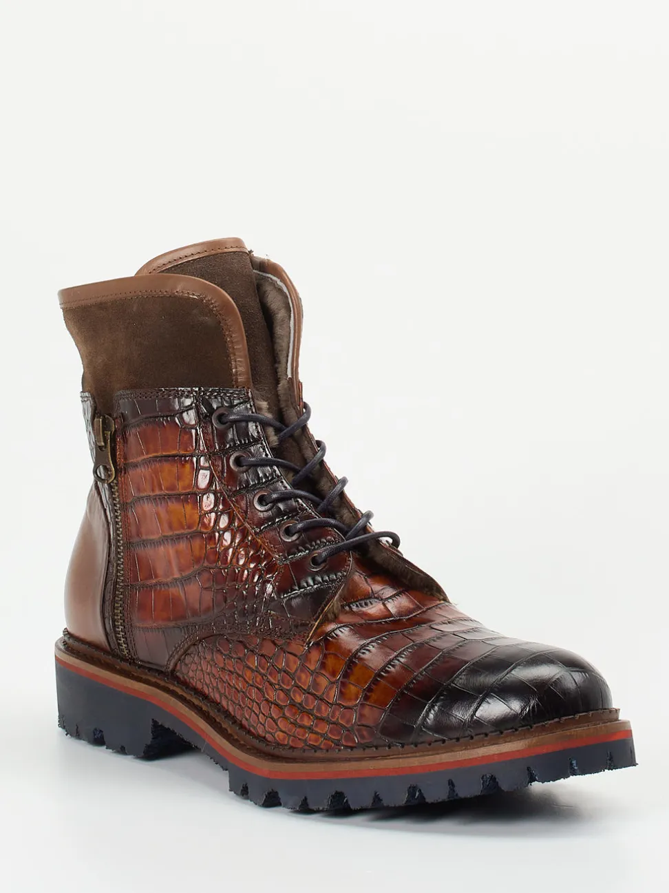 Konstantin Starke – Schnürboots aus geprägtem Leder braun