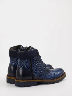Konstantin Starke – Schnürboots aus Leder in Tintenblau