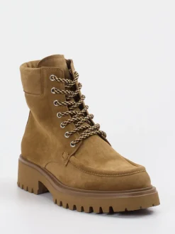 Konstantin Starke – Schnürboots aus Veloursleder cognac