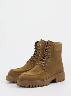 Konstantin Starke – Schnürboots aus Veloursleder cognac