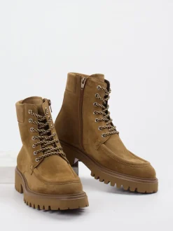 Konstantin Starke – Schnürboots aus Veloursleder cognac