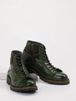 Konstantin Starke – Schnürboots aus Leder mit Kroko-Prägung