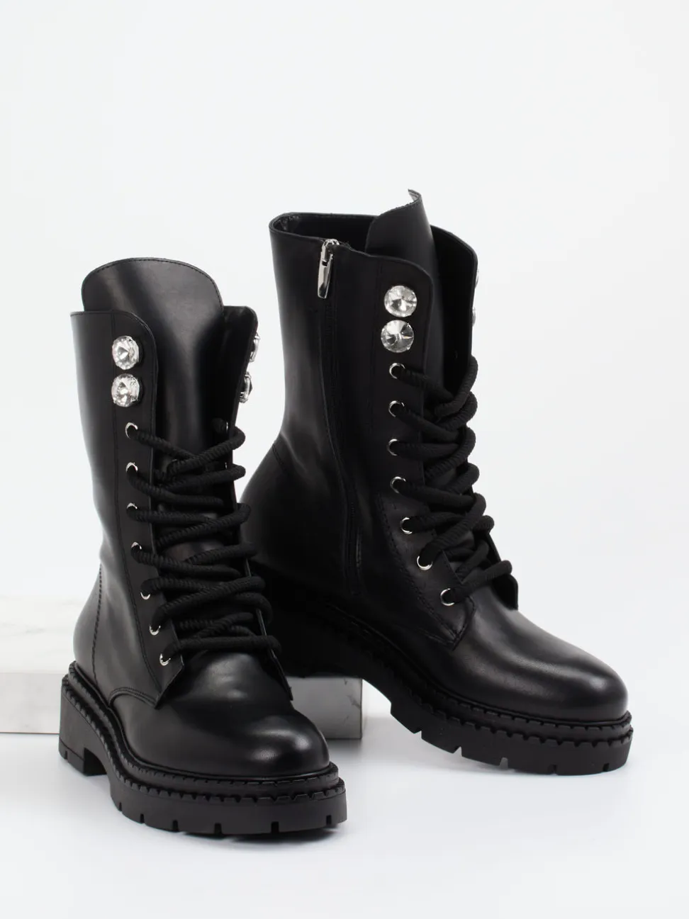 Konstantin Starke – Schnürboots aus Kalbleder Schwarz