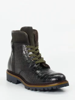 Konstantin Starke – Schnürboots aus geprägtem Leder grün