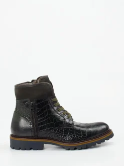 Konstantin Starke – Schnürboots aus geprägtem Leder grün