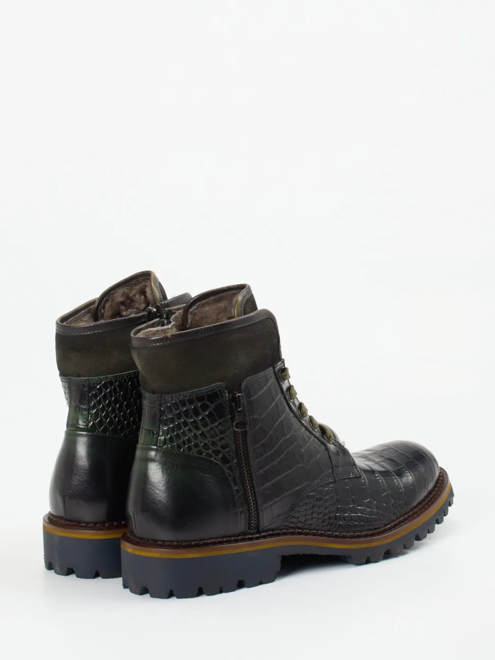 Konstantin Starke – Schnürboots aus geprägtem Leder grün