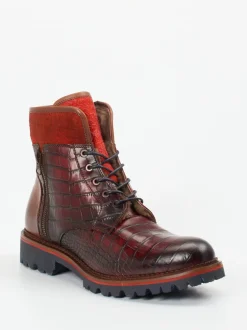 Konstantin Starke – Schnürboots aus geprägtem Leder weinrot