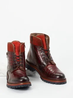 Konstantin Starke – Schnürboots aus geprägtem Leder weinrot