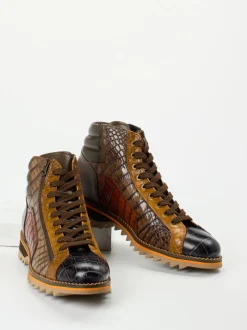 Konstantin Starke – Schnürboots aus geprägtem Leder braun