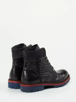 Konstantin Starke – Schnürboots aus geprägtem Leder schwarz