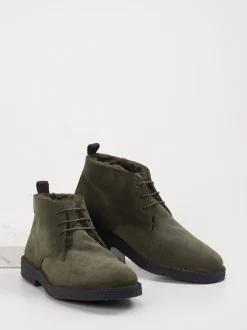 Konstantin Starke – Schnürboots aus Veloursleder olivgrün