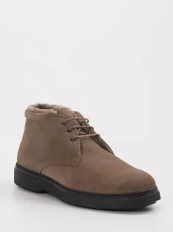 Konstantin Starke – Schnürstiefeletten aus Veloursleder taupe