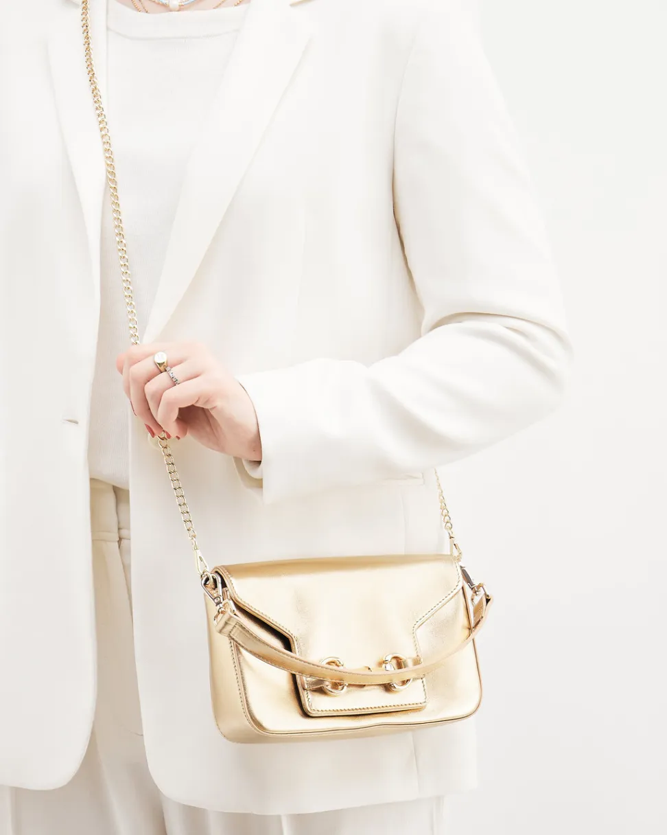 Konstantin Starke – Schultertasche aus Metallicleder Gold