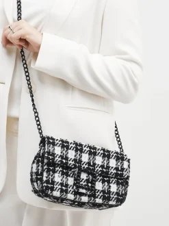 Konstantin Starke – Schultertasche aus Textil Bouclé schwarz