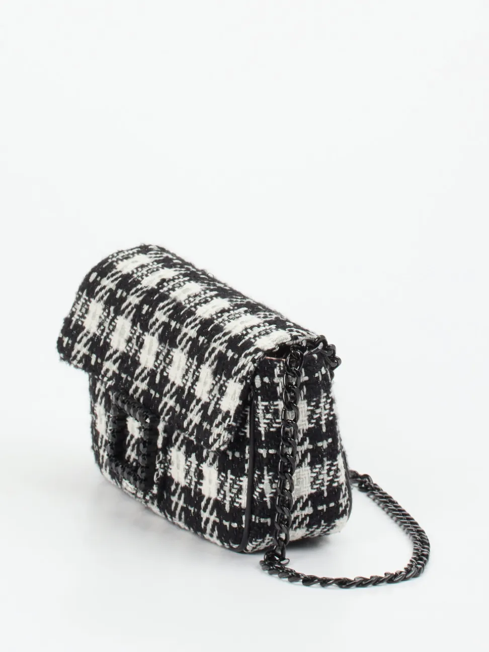 Konstantin Starke – Schultertasche aus Textil Bouclé schwarz