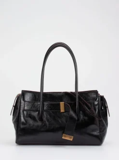 Konstantin Starke – Schultertasche aus Lackleder Schwarz