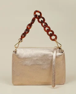 Konstantin Starke – Schultertasche aus Metallicleder Roségold
