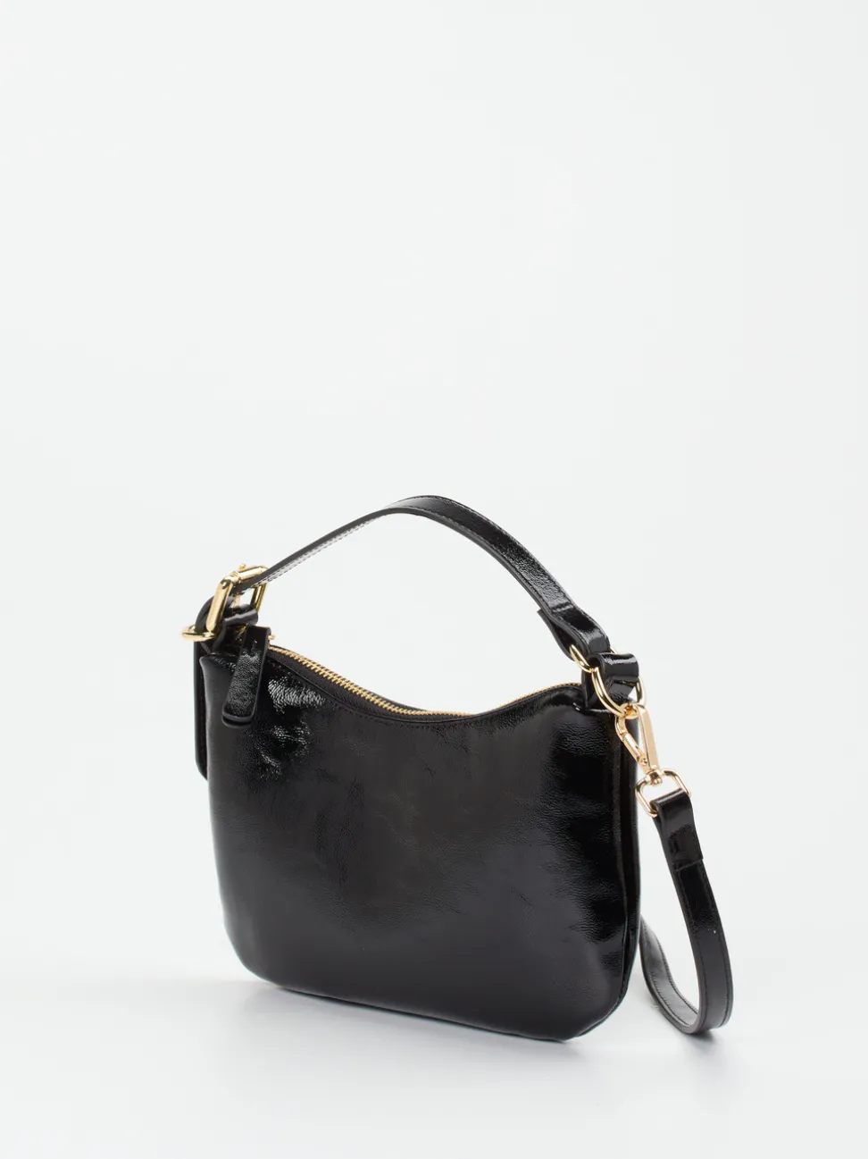 Konstantin Starke – Schultertasche aus Lackleder Schwarz