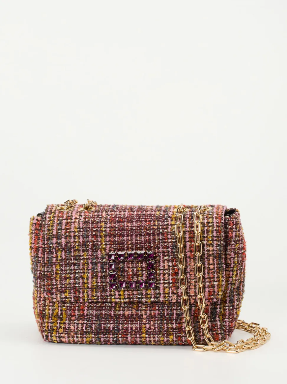 Konstantin Starke – Schultertasche aus Bouclé-Stoff bordeauxrot