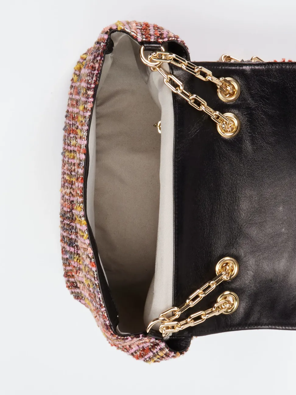 Konstantin Starke – Schultertasche aus Bouclé-Stoff bordeauxrot