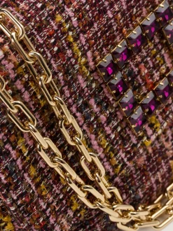 Konstantin Starke – Schultertasche aus Bouclé-Stoff bordeauxrot