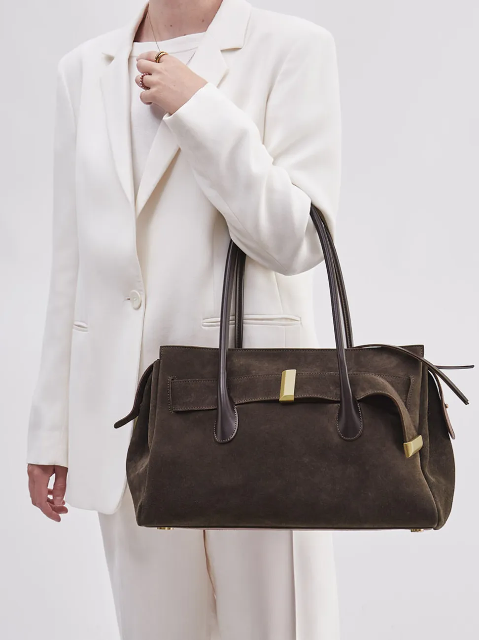 Konstantin Starke – Shopper Bag aus Veloursleder Dunkelbraun