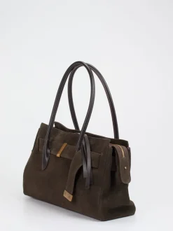 Konstantin Starke – Shopper Bag aus Veloursleder Dunkelbraun
