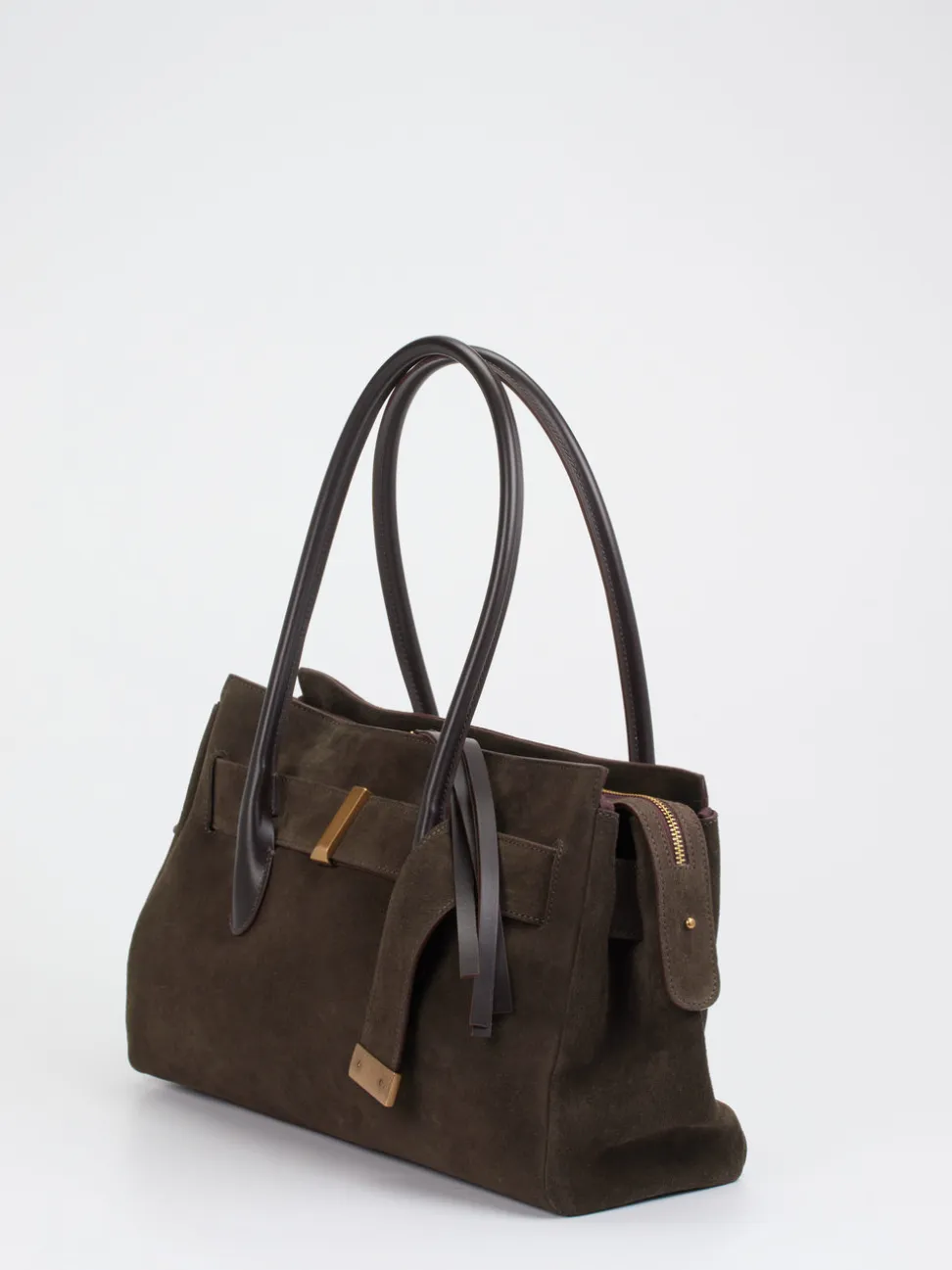 Konstantin Starke – Shopper Bag aus Veloursleder Dunkelbraun