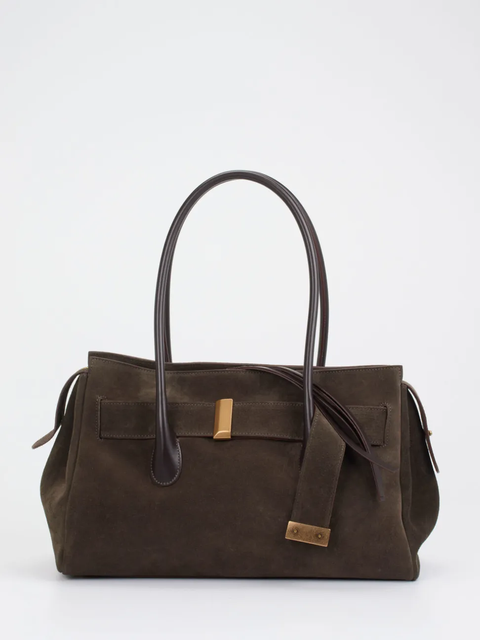 Konstantin Starke – Shopper Bag aus Veloursleder Dunkelbraun