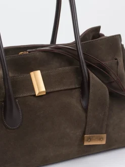 Konstantin Starke – Shopper Bag aus Veloursleder Dunkelbraun